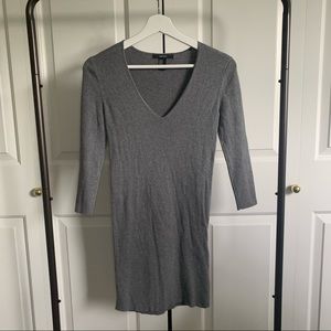 [F21] Ribbed Sweater Dress Mini Bodycon 3/4 Sleeve
